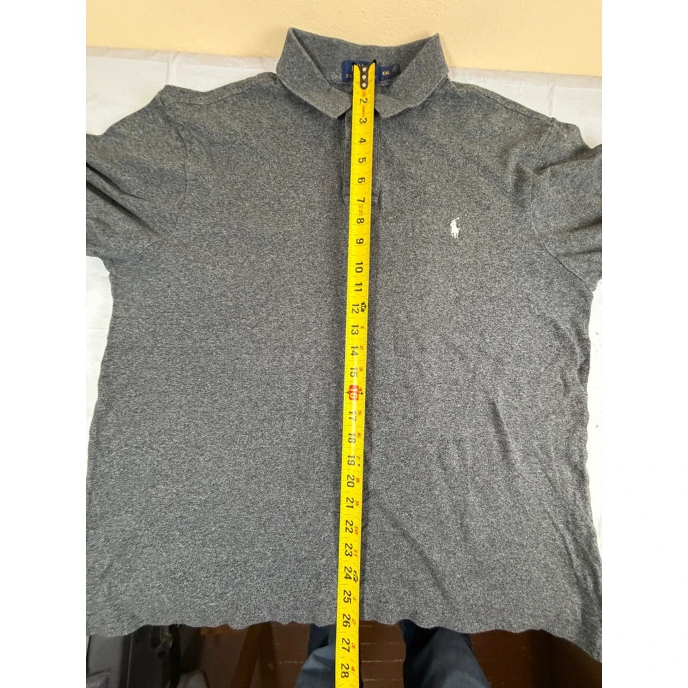 Polo Ralph Lauren Mens XXL Slim Fit Gray Heather Short Sleeve Pony Polo Shirt‎